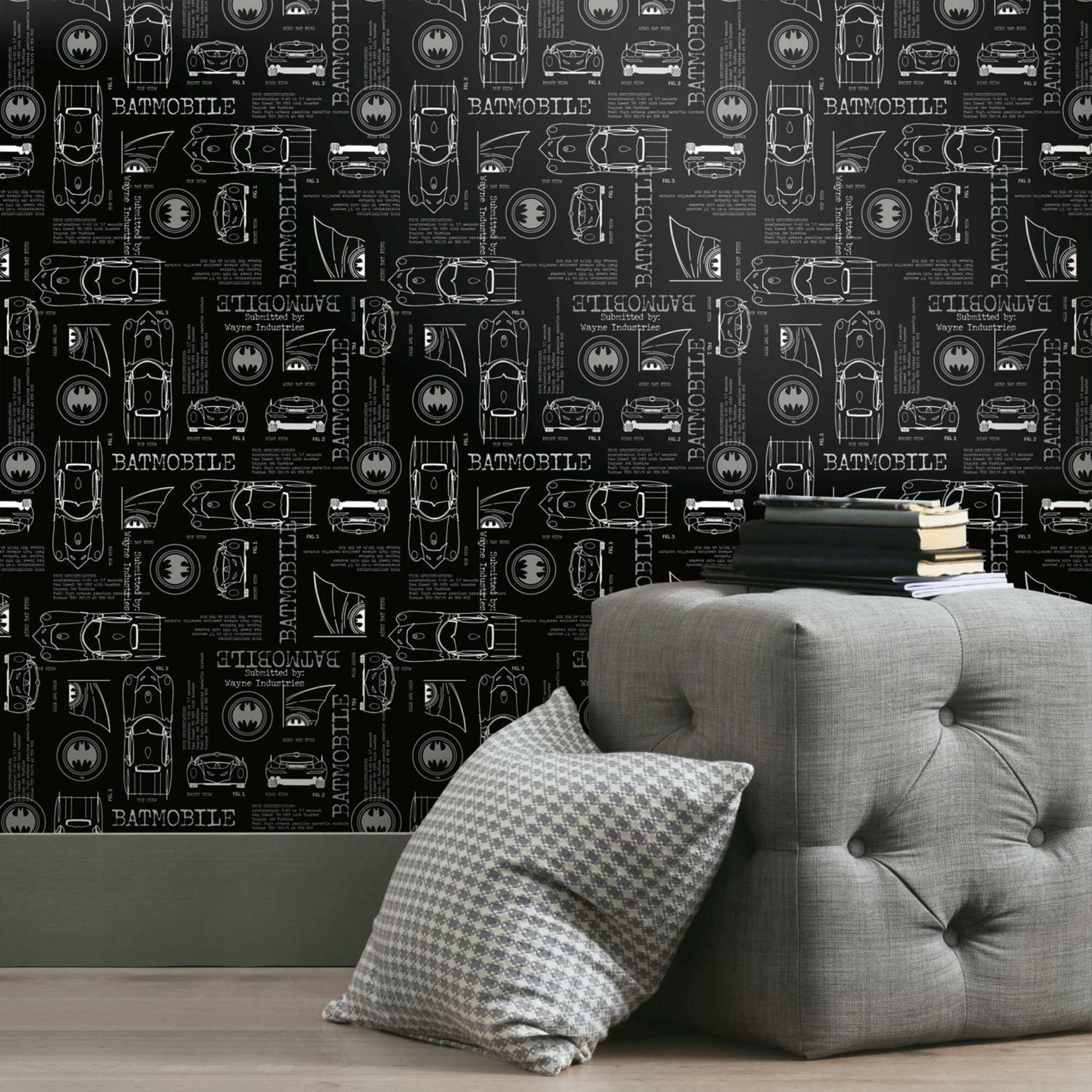 RoomMates Batmobile Blueprint Peel & Stick Wallpaper